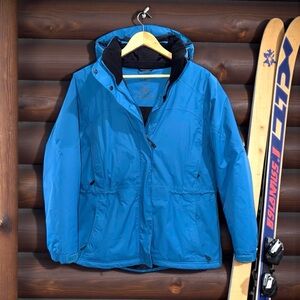 L.L. Bean Blue Waterproof Hooded Primaloft Water Repellent Ski Jacket Size Large